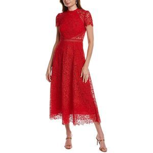 Monique Lhuillier | Dresses | Ml Monique Lhuillier Womens Lace Midi Dress  Pink | Poshmark